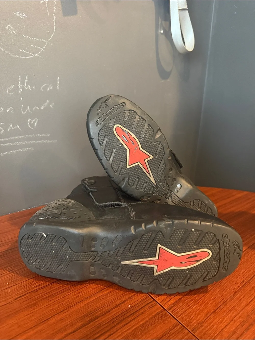 Alpinestars Black Riding Boots with Red Dial Accent